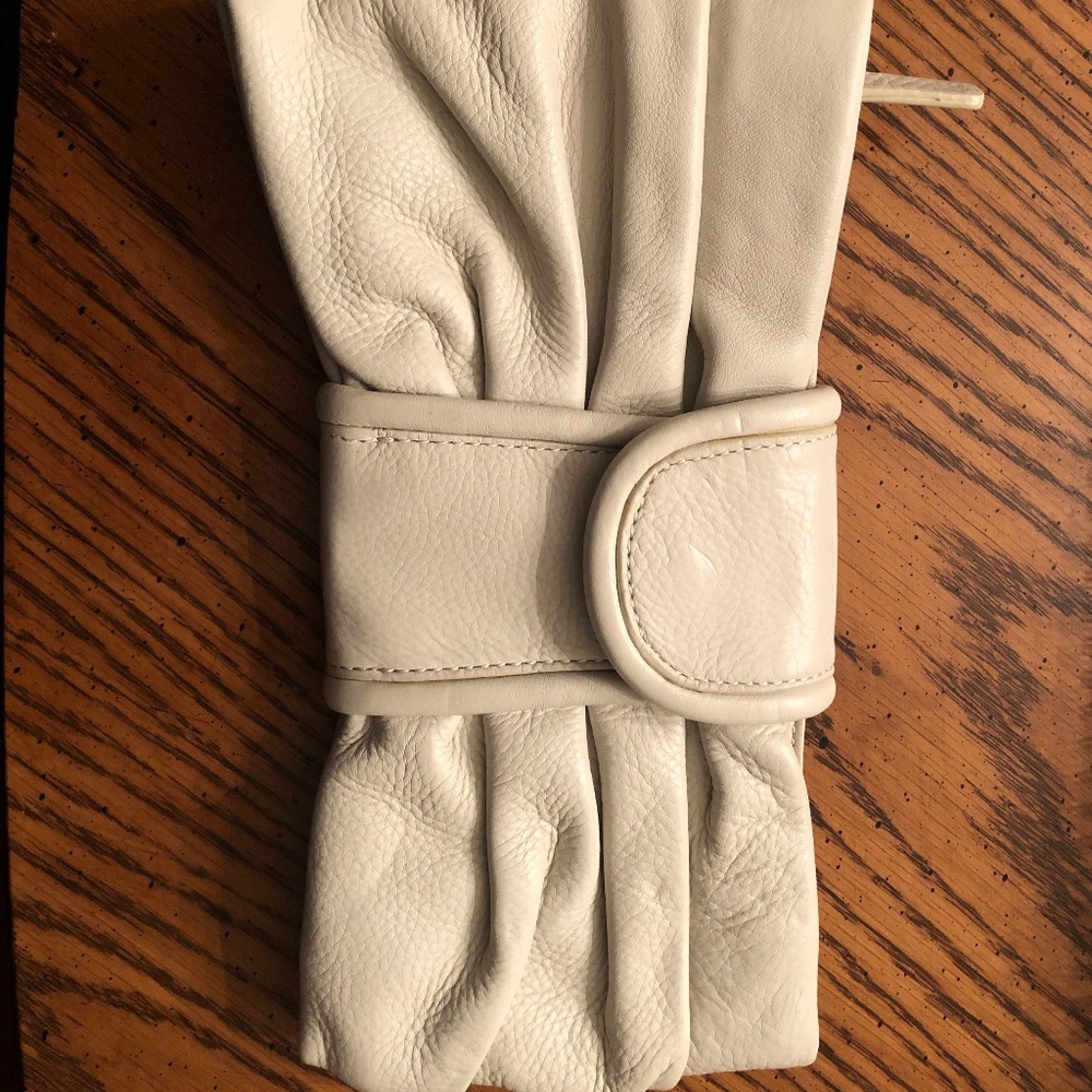 Cream leather clutch